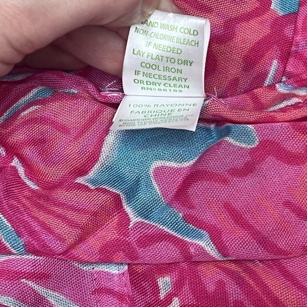 Lilly Pulitzer Riley Loop Infinity Scarf – Pink & Blue Floral Print – 100% Rayon - Picture 3 of 5